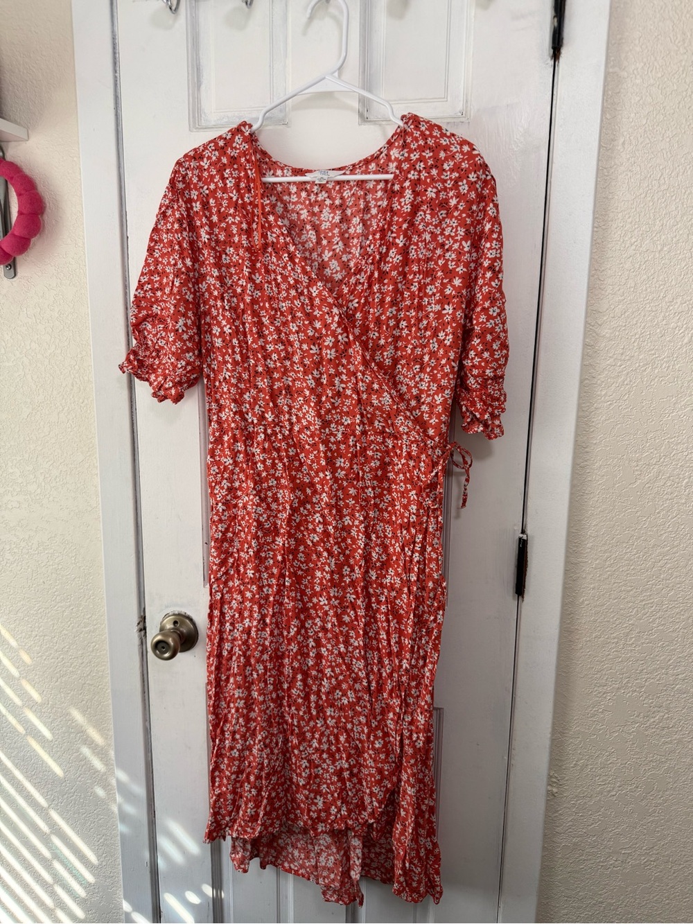 Floral Wrap Midi Dress in Red